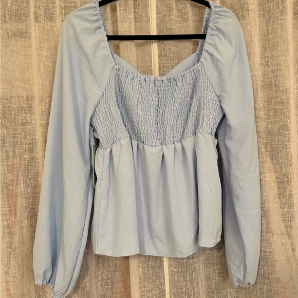 Light Blue Ruched Blouse - Picture 2 of 5